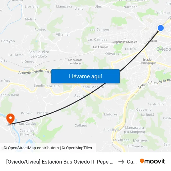 [Oviedo/Uviéu]  Estación Bus Oviedo Il- Pepe Cosmen [Cta 21470] to Caces map