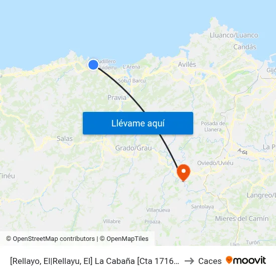 [Rellayo, El|Rellayu, El]  La Cabaña [Cta 17161] to Caces map