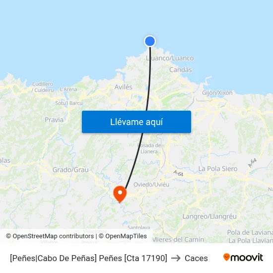 [Peñes|Cabo De Peñas]  Peñes [Cta 17190] to Caces map