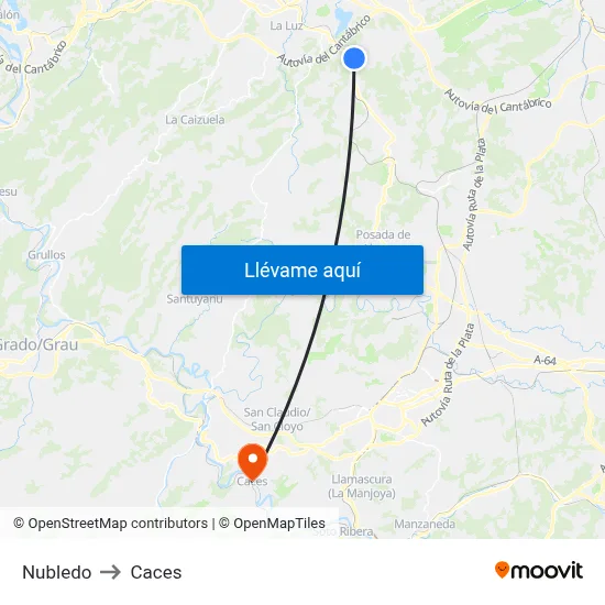 Nubledo to Caces map