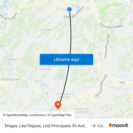 [Vegas, Las/Vegues, Les]  Principado 36 Avda [Cta 01082] to Caces map