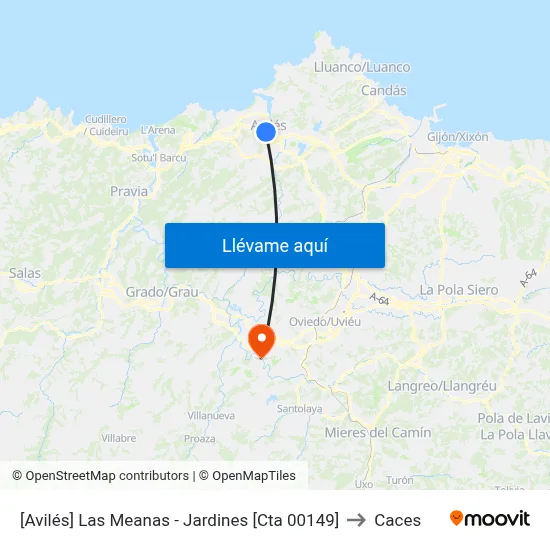 [Avilés]  Las Meanas - Jardines [Cta 00149] to Caces map