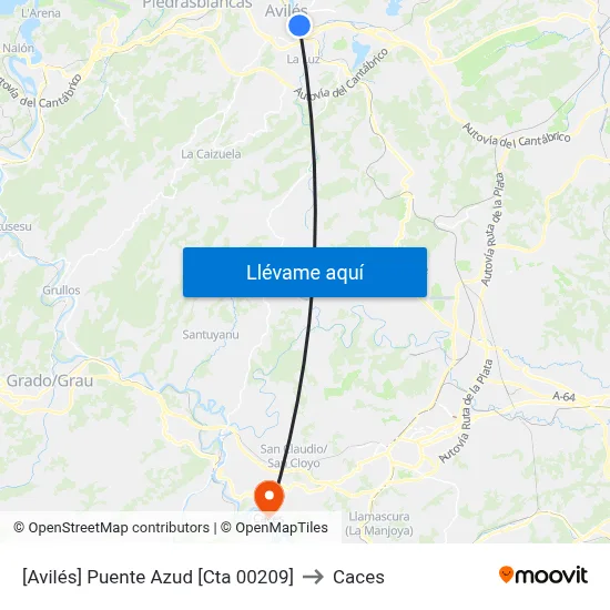 [Avilés]  Puente Azud [Cta 00209] to Caces map