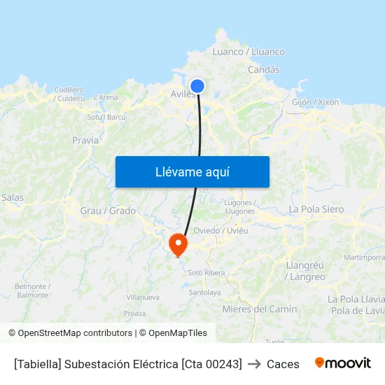 [Tabiella]  Subestación Eléctrica [Cta 00243] to Caces map