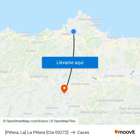 [Piñera, La]  La Piñera [Cta 00272] to Caces map