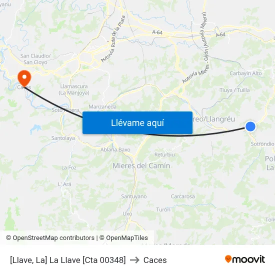 [Llave, La]  La Llave [Cta 00348] to Caces map