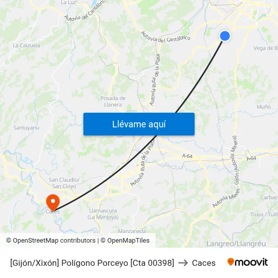 [Gijón/Xixón]  Polígono Porceyo [Cta 00398] to Caces map
