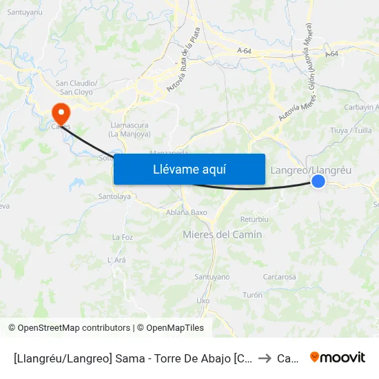 [Llangréu/Langreo]  Sama - Torre De Abajo [Cta 00426] to Caces map