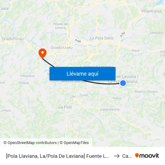 [Pola Llaviana, La/Pola De Laviana]  Fuente La Salud [Cta 00746] to Caces map