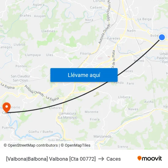 [Valbona|Balbona]  Valbona [Cta 00772] to Caces map