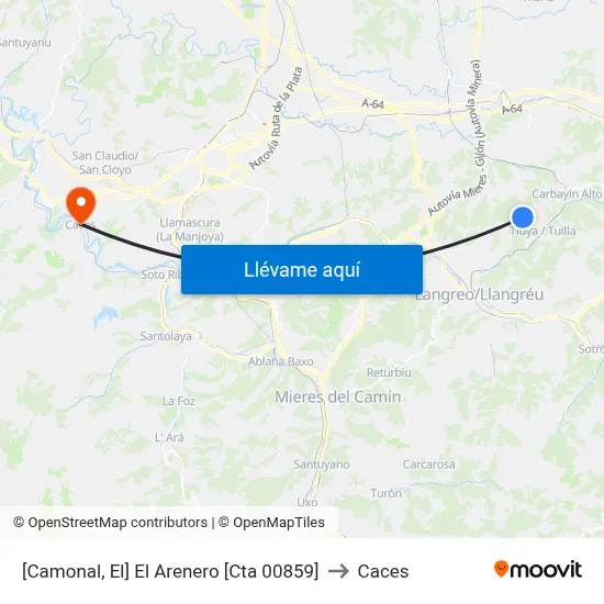[Camonal, El]  El Arenero [Cta 00859] to Caces map