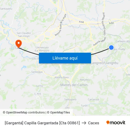[Gargantá]  Capilla Gargantada [Cta 00861] to Caces map