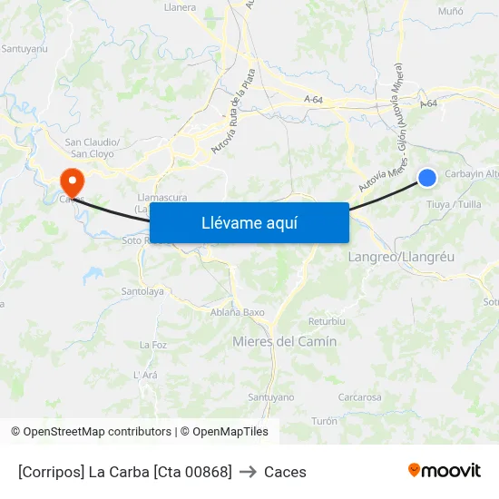 [Corripos]  La Carba [Cta 00868] to Caces map