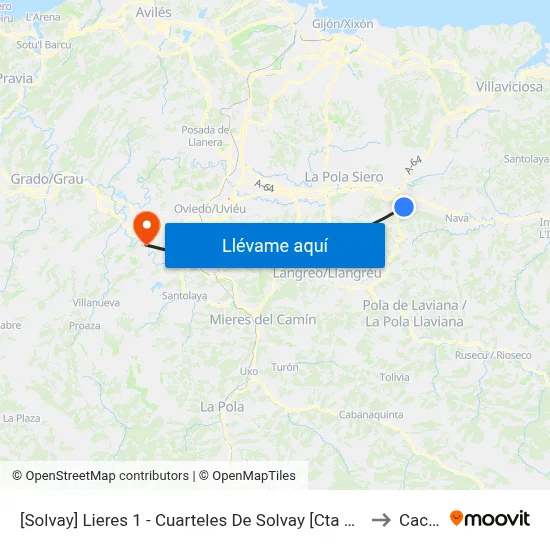 [Solvay]  Lieres 1 - Cuarteles De Solvay [Cta 00979] to Caces map