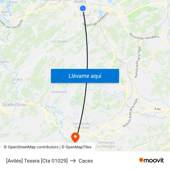 [Avilés]  Texera [Cta 01029] to Caces map