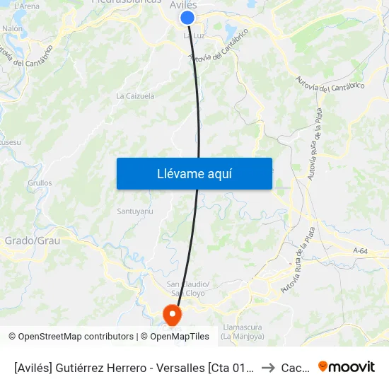 [Avilés]  Gutiérrez Herrero - Versalles [Cta 01031] to Caces map