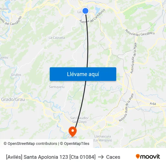 [Avilés]  Santa Apolonia 123 [Cta 01084] to Caces map