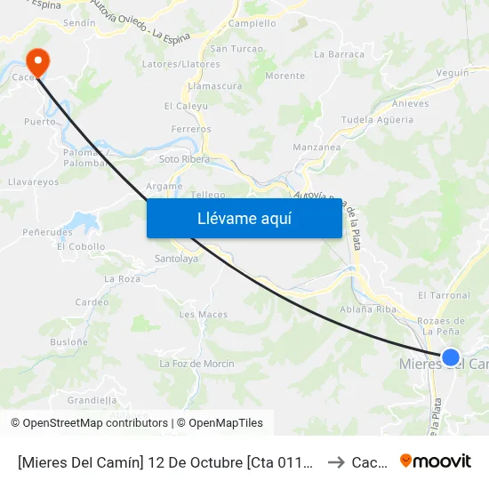[Mieres Del Camín]  12 De Octubre [Cta 01127] to Caces map
