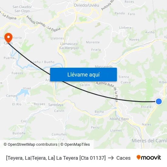 [Teyera, La|Tejera, La]  La Teyera [Cta 01137] to Caces map