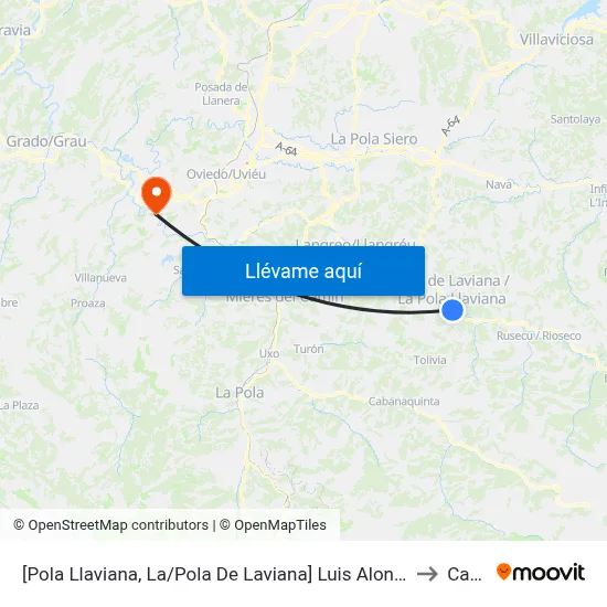 [Pola Llaviana, La/Pola De Laviana]  Luis Alonso [Cta 01190] to Caces map