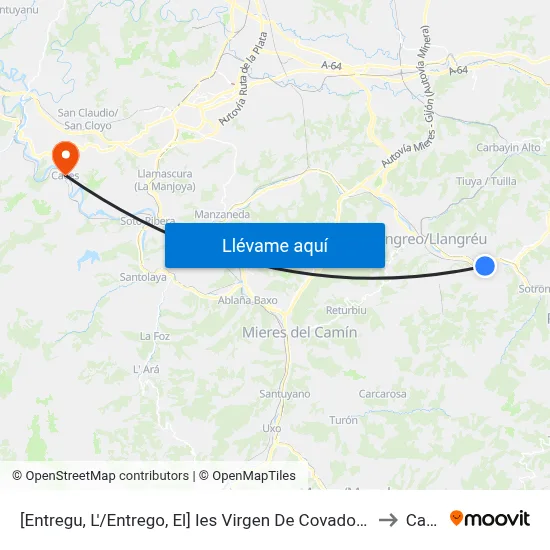 [Entregu, L'/Entrego, El]  Ies Virgen De Covadonga [Cta 01212] to Caces map