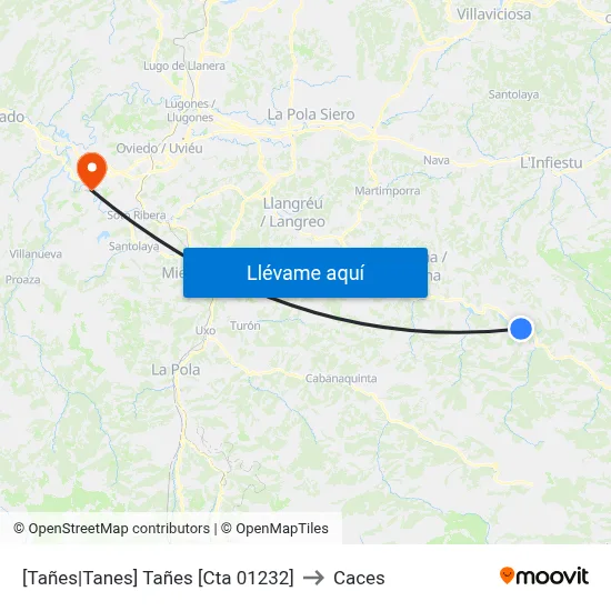 [Tañes|Tanes]  Tañes [Cta 01232] to Caces map