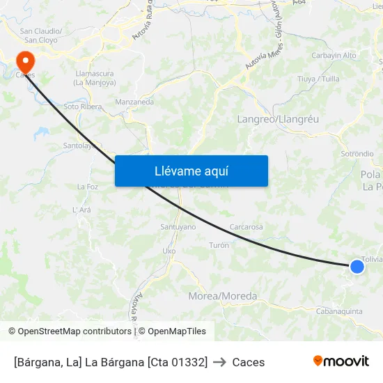 [Bárgana, La]  La Bárgana [Cta 01332] to Caces map