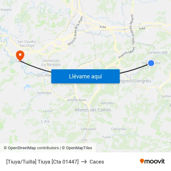 [Tiuya/Tuilla]  Tiuya [Cta 01447] to Caces map