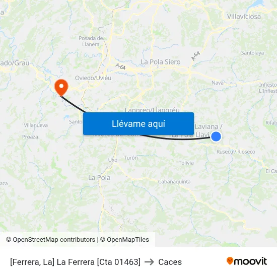 [Ferrera, La]  La Ferrera [Cta 01463] to Caces map