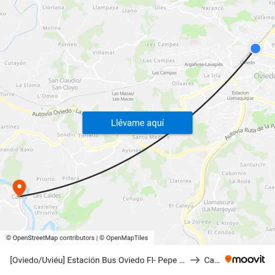 [Oviedo/Uviéu]  Estación Bus Oviedo Fl- Pepe Cosmen [Cta 01549] to Caces map