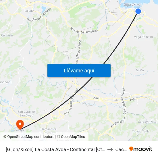 Avda. La Costa - Continental to Caces map