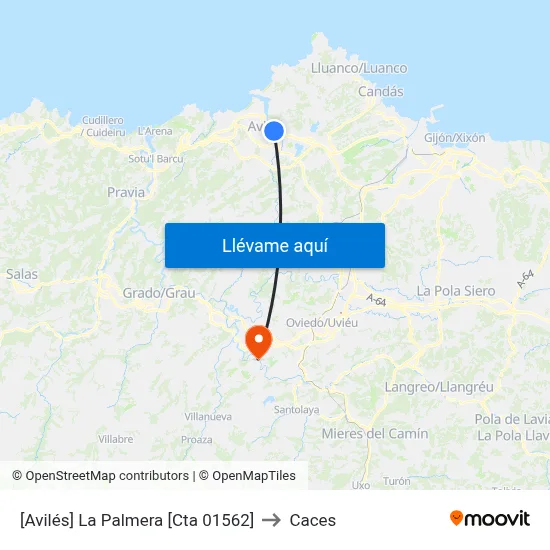 [Avilés]  La Palmera [Cta 01562] to Caces map