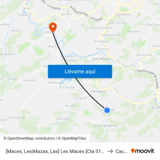 [Maces, Les|Mazas, Las]  Les Maces [Cta 01580] to Caces map