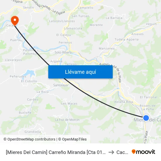 [Mieres Del Camín]  Carreño Miranda [Cta 01589] to Caces map
