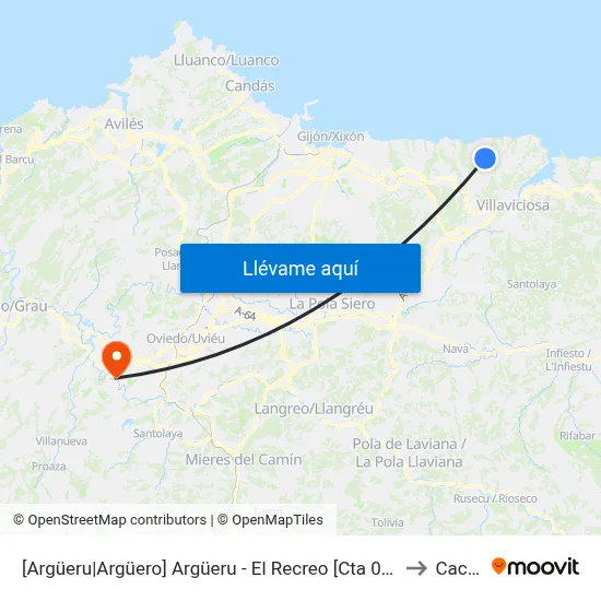 [Argüeru|Argüero]  Argüeru - El Recreo [Cta 01873] to Caces map