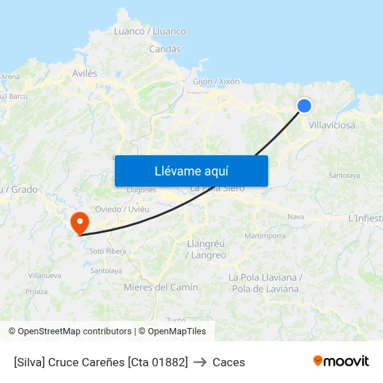 [Silva]  Cruce Careñes [Cta 01882] to Caces map