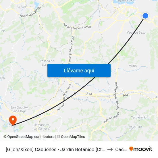 [Gijón/Xixón]  Cabueñes - Jardín Botánico [Cta 01895] to Caces map