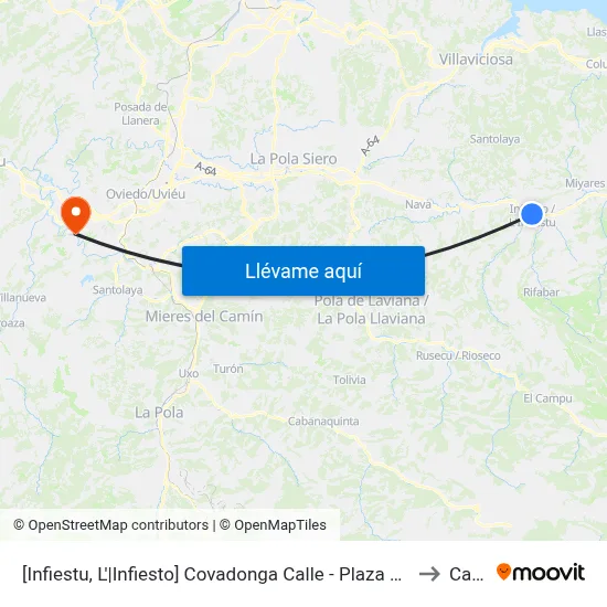 [Infiestu, L'|Infiesto]  Covadonga Calle - Plaza Mayor [Cta 01935] to Caces map