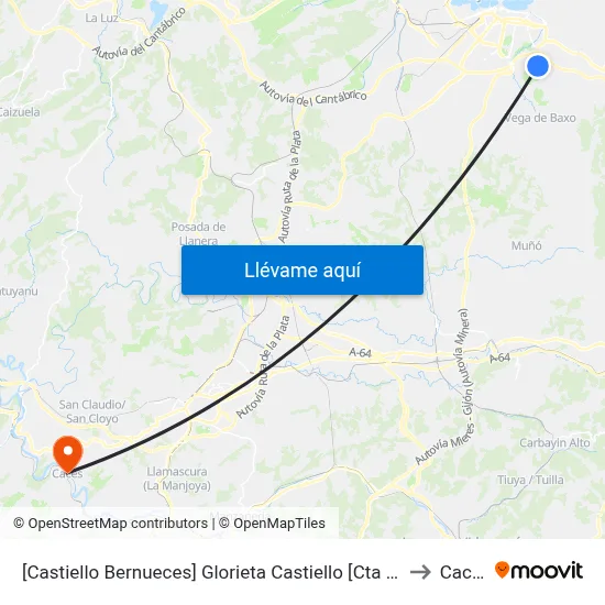 [Castiello Bernueces]  Glorieta Castiello [Cta 02024] to Caces map
