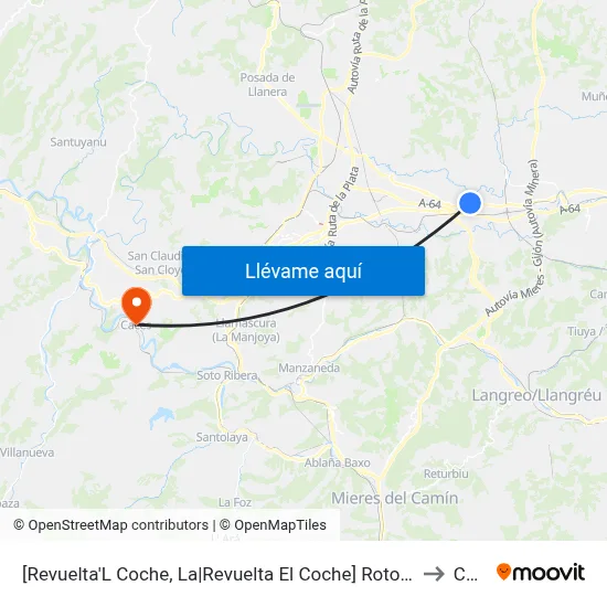 [Revuelta'L Coche, La|Revuelta El Coche]  Rotonda Argüelles [Cta 02041] to Caces map