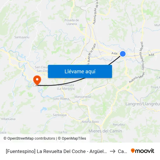 [Fuentespino]  La Revuelta Del Coche - Argüelles [Cta 02042] to Caces map