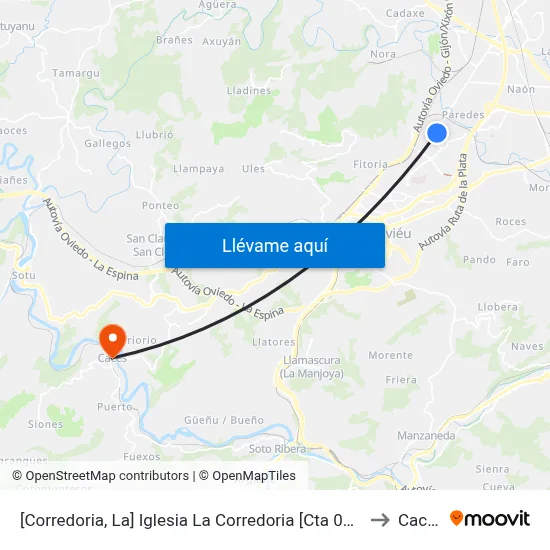 [Corredoria, La]  Iglesia La Corredoria [Cta 02053] to Caces map