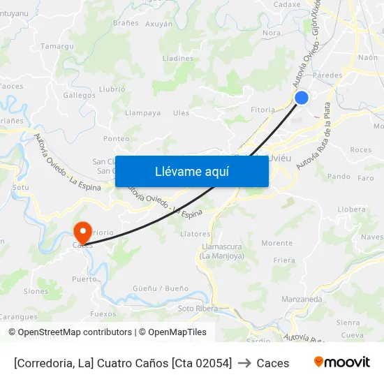 [Corredoria, La]  Cuatro Caños [Cta 02054] to Caces map