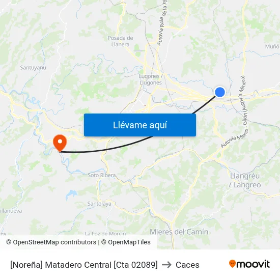 [Noreña]  Matadero Central [Cta 02089] to Caces map