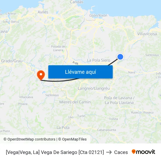 [Vega|Vega, La]  Vega De Sariego [Cta 02121] to Caces map