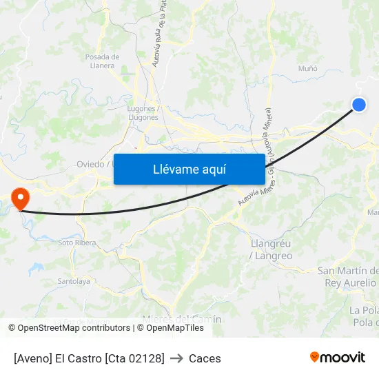 [Aveno]  El Castro [Cta 02128] to Caces map