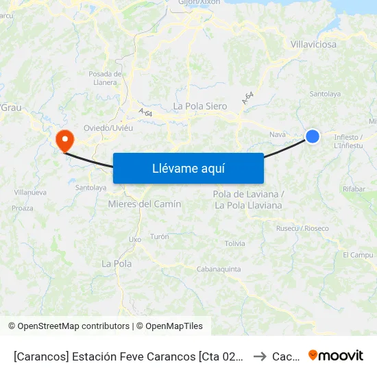 [Carancos]  Estación Feve Carancos [Cta 02160] to Caces map