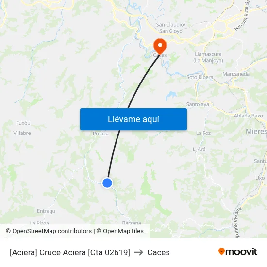 [Aciera]  Cruce Aciera [Cta 02619] to Caces map