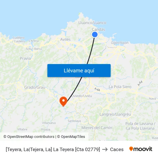 [Teyera, La|Tejera, La]  La Teyera [Cta 02779] to Caces map