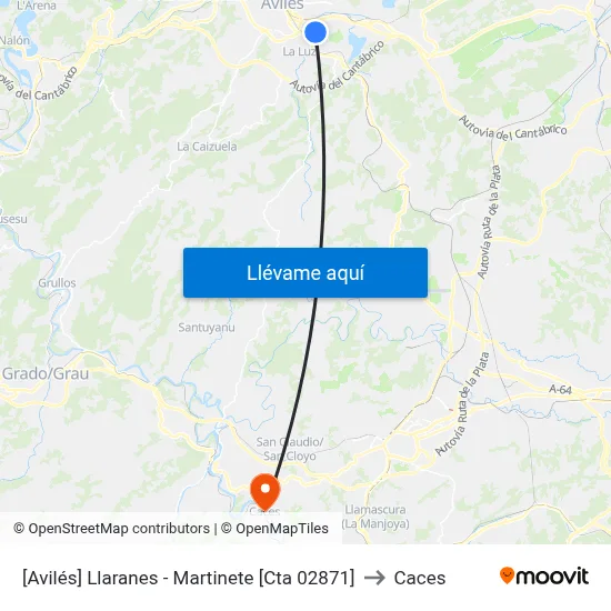 [Avilés]  Llaranes - Martinete [Cta 02871] to Caces map